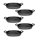 Kit 5 Assadeira De Ferro Lisa Oval Alça Ferro St 35X24Cm