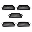 Kit 5 Assadeira de Ferro Lisa Retangular Alça Ferro 40x26cm