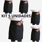 Kit 5 Aventais Meio Corpo e Cintura Em Oxford para Cozinha Restaurante Garçon