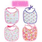 Kit 5 Babadores Estampado Tecido de Fralda Bebê 100% Algodão Menina