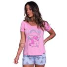 Kit 5 Baby Doll Curto Feminino Vekyo Modas Unicórnio Blusa e Short Roupa de Dormir Pijama Verão