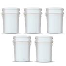 Kit 5 Baldes 24 Litros Branco Atóxico Alimentício c/ Tampa Lacre Hermética e Alça Plástica Kit 5 Baldes 24 Litros Branco Atóxico Alimentício c/ Tampa Lacre Hermética e Alça Plástica
