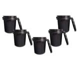 Kit 5 Baldes Com Tampa e Alça Preto 5 Litros Uso Geral Multiuso