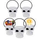 Kit 5 Baldes em Forma de Caveira Branco Halloween dia das Bruxas para Pedir Doces