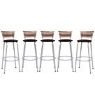Kit 5 Banco Banqueta Estrutura Prata Bar Bistrô Balcão Cozinha Lanchonete Encosto Junco Cappuccino 70cm Itagold