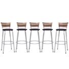 Kit 5 Banco Banqueta Estrutura Prata Bar Bistrô Balcão Cozinha Lanchonete Encosto Junco Cappuccino 70cm Itagold