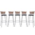 Kit 5 Banco Banqueta Estrutura Prata Bar Bistrô Balcão Cozinha Lanchonete Encosto Junco Cappuccino 70cm Itagold