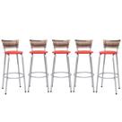 Kit 5 Banco Banqueta Estrutura Prata Bar Bistrô Balcão Cozinha Lanchonete Encosto Junco Cappuccino 70cm Itagold