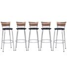 Kit 5 Banco Banqueta Estrutura Prata Bar Bistrô Balcão Cozinha Lanchonete Encosto Junco Cappuccino 70cm Itagold