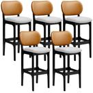 Kit 5 Banquetas Alta Bar Cozinha Jantar Betta L02 Preto Material Sintético Whisky Linho Cinza - Lyam Decor