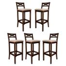 Kit 5 Banquetas Alta Estofada para Bancada Madri Madeira Capuccino Suede Bege CCS Kit 5 Banquetas Alta Estofada para Bancada Madri Madeira Capuccino Suede Bege CCS