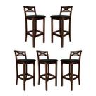 Kit 5 Banquetas Alta Estofada para Bancada Madri Madeira Capuccino Suede Preto CCS Kit 5 Banquetas Alta Estofada para Bancada Madri Madeira Capuccino Suede Preto CCS