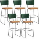 Kit 5 Banquetas Altas Cozinha Allana L02 Verde Musgo Whisky