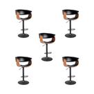 Kit 5 Banquetas Betim Preta PU Base Disco Preta
