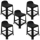 Kit 5 Banquetas de Plástico Banquinho Com Encosto Preto Empilhável