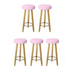 Kit 5 Banquetas Decorativas 78cm com Pés Pálito Italian Rosa Bebê - Mafer