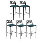Kit 5 banquetas Eliza Gourmet Azul turquesa-Gat Magaine Kit 5 banquetas Eliza Gourmet Azul turquesa-Gat Magaine
