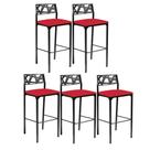 Kit 5 banquetas Eliza Gourmet material sintético vermelho-Gat Magaine