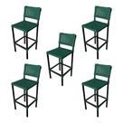 Kit 5 Banquetas França Aluminio com Corda Naútica Verde Oliva