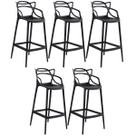 Kit 5 Banquetas Laráz Master Allegra 76 cm - Preto