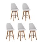 Kit 5 Banquetas Maya Gourmet Giratória-tamanho médio 62 cm do chão até o assento-tecido linho