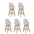 Kit 5 Banquetas Maya Gourmet Giratória-tamanho Médio 62 Cm Do Chão Até O Assento-tecido Linho