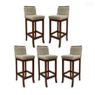 Kit 5 Banquetas Média para Balcão de Cozinha Nice Madeira Matelassê Suede Bege CCS