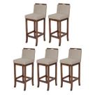 Kit 5 Banquetas Média para Bancada Gourmet Turim Madeira Capuccino Suede Bege CCS Kit 5 Banquetas Média para Bancada Gourmet Turim Madeira Capuccino Suede Bege CCS