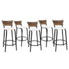 Kit 5 Banquetas Para Balcão 60cm Preta Junco Cappuccino Balcão Bistrô Bar Cozinha Americana Área de Lazer Churrasqueira