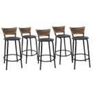 Kit 5 Banquetas Para Balcão 60cm Preta Junco Cappuccino Balcão Bistrô Bar Cozinha Americana Área de Lazer Churrasqueira
