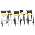 Kit 5 Banquetas Para Bancada 60cm Preta Junco Preto Balcão Ilha Bistrô Bar Cozinha Gourmet Área de Lazer Piscina