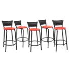 Kit 5 Banquetas Para Bancada 60cm Preta Junco Preto Balcão Ilha Bistrô Bar Cozinha Gourmet Área de Lazer Piscina