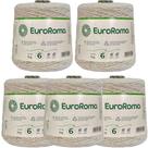 Kit 5 Barbantes Euroroma Cru 1 Quilo Ordem Fio 6 para Fazer Crochê, Tricô, Tapetes, Caminho e Jogos de Banheiro e Mesa