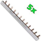 Kit 5 Barramento Pente Bifásico Isolado para Disjuntor com 12 Pinos de 63a