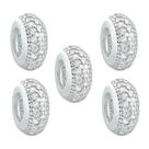 Kit 5 Berloques Separadores com Zircônia Cristal Prata 925