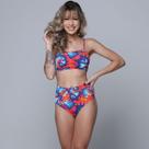 Kit 5 Biquínis Top Faixa Cintura Alta Hot Pants Estampado