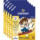 Kit 5 Blocos Canson A4 20 folhas cada Gramatura 140g Branco Ideal para Desenho Técnico Profissional ou Infantil