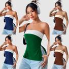 Kit 5 Blusa Blusinha Feminina sem alça Casual Faixa Bicolor Fenda Lateral