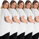 Kit 5 Blusas Femininas Plus Size Tampa Bumbum Nina Mullet 1126