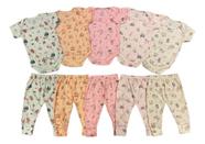 Kit 5 Bodies M/curta E 5 Calças Bebê Menina Falha Agulha Alyaht -