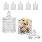 Kit 5 Bomboniere Potiche Baleiro Pote Vidro Porta Joias Decorativo Doces Decoração Redondo 8x8,5cm