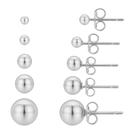 Kit 5 Brincos Bolinha Banhados a Prata 925 3, 4, 6, 8 e 10mm Kit 5 Brincos Bolinha Banhados a Prata 925 3, 4, 6, 8 e 10mm