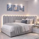 kit 5 cabeceira modulado mdf nuvem cama em l Cinza