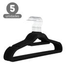 Kit 5 Cabides em Veludo Premium Antideslizante para Roupas Calça com Gancho Cromado Giratório Kit 5 Cabides em Veludo Premium Antideslizante para Roupas Calça com Gancho Cromado Giratório