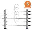 Kit 5 Cabides Presilhas Metal Cromado Calças Saia Bermuda Vestido