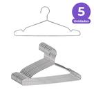 Kit 5 Cabides Tintureiro de Metal Cromado Adulto - 40cm