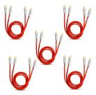 Kit 5 cabo rca blindado vermelho 1m e-tech para som automotivo Kit 5 cabo rca blindado vermelho 1m e-tech para som automotivo