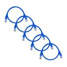 Kit 5 Cabos de rede Cat6 Patch Cord Internet Montado 2m Azul