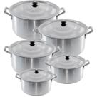 Kit 5 Caçarolas Em Alumínio Linha Hotel Industrial Nº 22 24 26 28 30