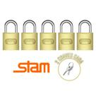 KIT 5 Cadeados Stam Original Zamac Latonado 45mm KIT 5 Cadeados Stam Original Zamac Latonado 45mm